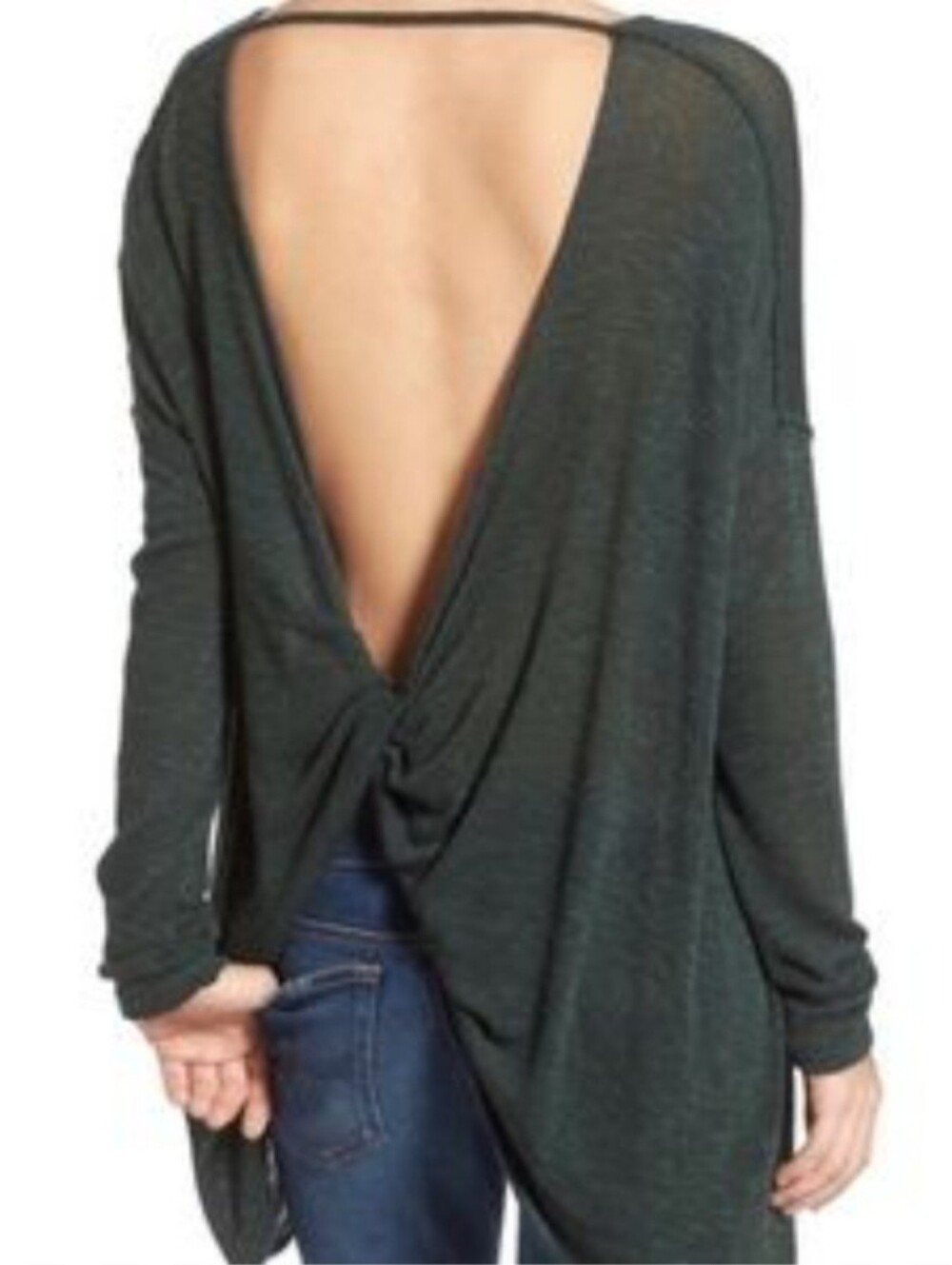 Free People We The Free Hacci Open Twist Back Oversized Knit Top Size Sm